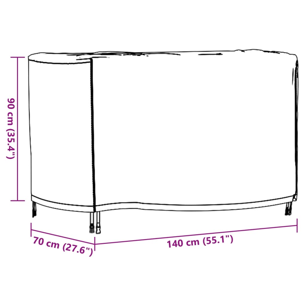 Tuinmeubelhoezen 2 st waterdicht 420D 140x70x90 cm zwart