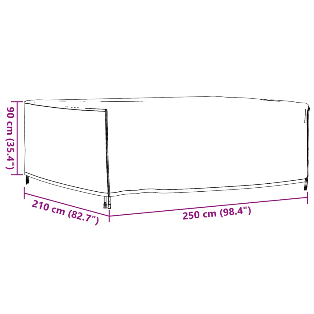 Tuinmeubelhoezen 2 st waterdicht 420D 250x210x90 cm zwart