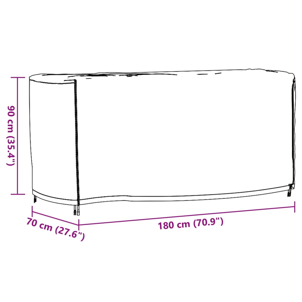 Tuinmeubelhoezen 2 st waterdicht 420D 180x70x90 cm zwart
