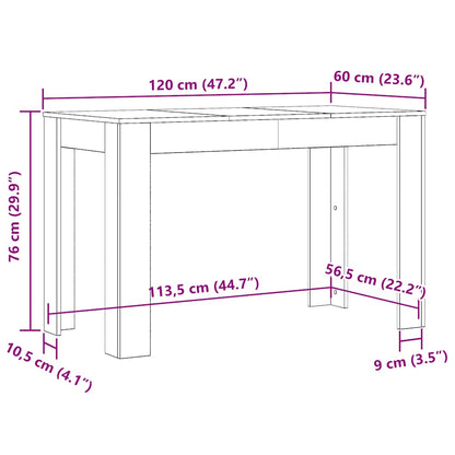 Eettafel 120x60x76 cm spaanplaat zwart eikenkleurig
