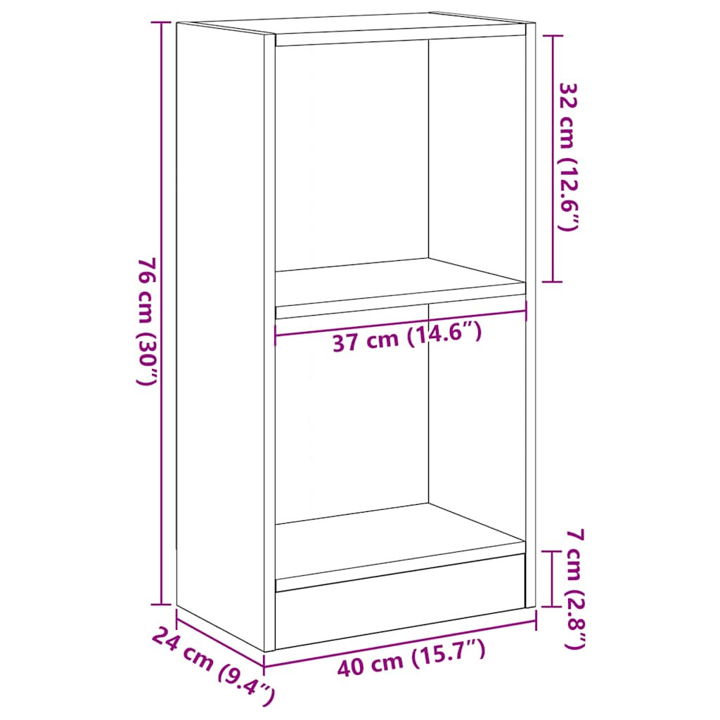 Boekenkast 40x24x76 cm spaanplaat zwart eikenkleurig