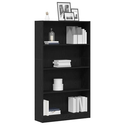 Boekenkast 4-laags 80x24x143 cm spaanplaat zwart eikenkleurig