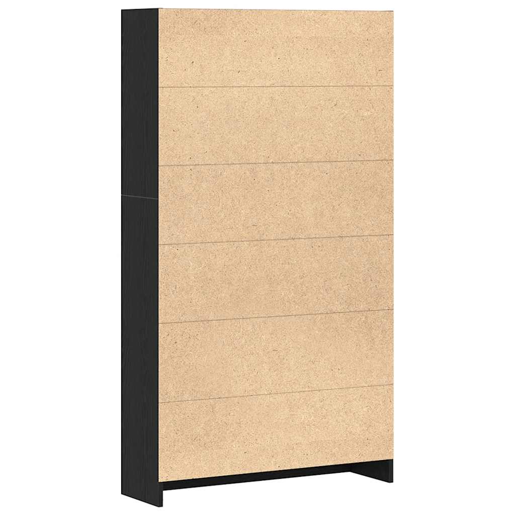 Boekenkast 4-laags 80x24x143 cm spaanplaat zwart eikenkleurig