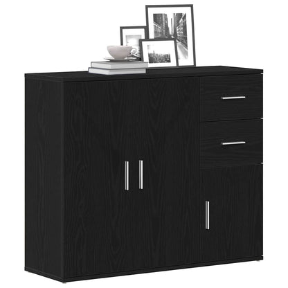 Dressoir 91x29,5x75 cm spaanplaat zwart eikenkleurig