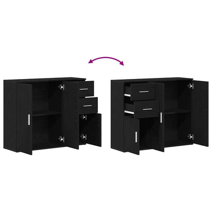 Dressoir 91x29,5x75 cm spaanplaat zwart eikenkleurig