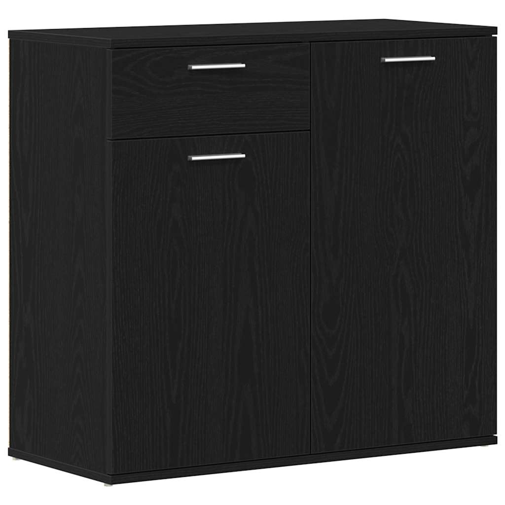 Dressoir 80x36x75 cm bewerkt hout zwart eikenkleurig