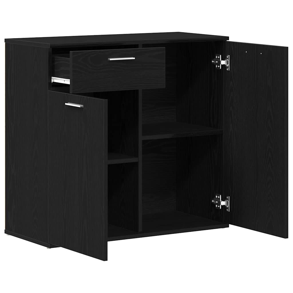 Dressoir 80x36x75 cm bewerkt hout zwart eikenkleurig