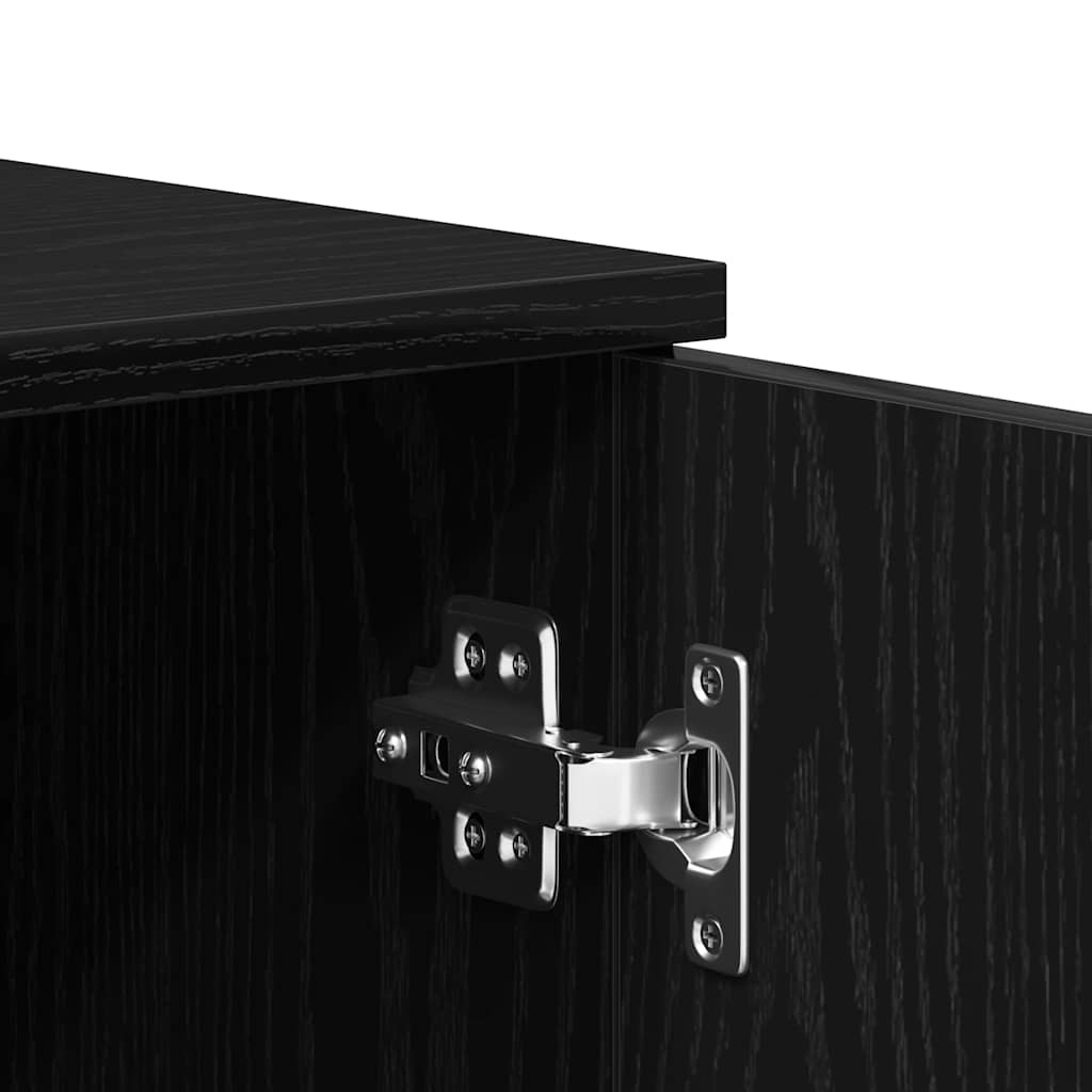 Dressoir 80x36x75 cm bewerkt hout zwart eikenkleurig