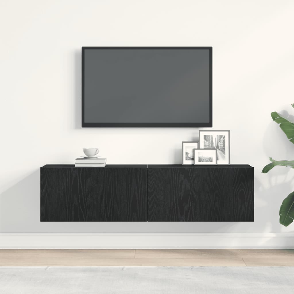 Tv-meubel 120x30x30,5 cm spaanplaat zwart eikenkleurig