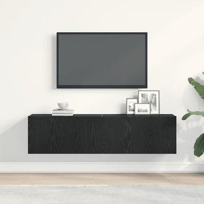 Tv-meubel 120x30x30,5 cm spaanplaat zwart eikenkleurig