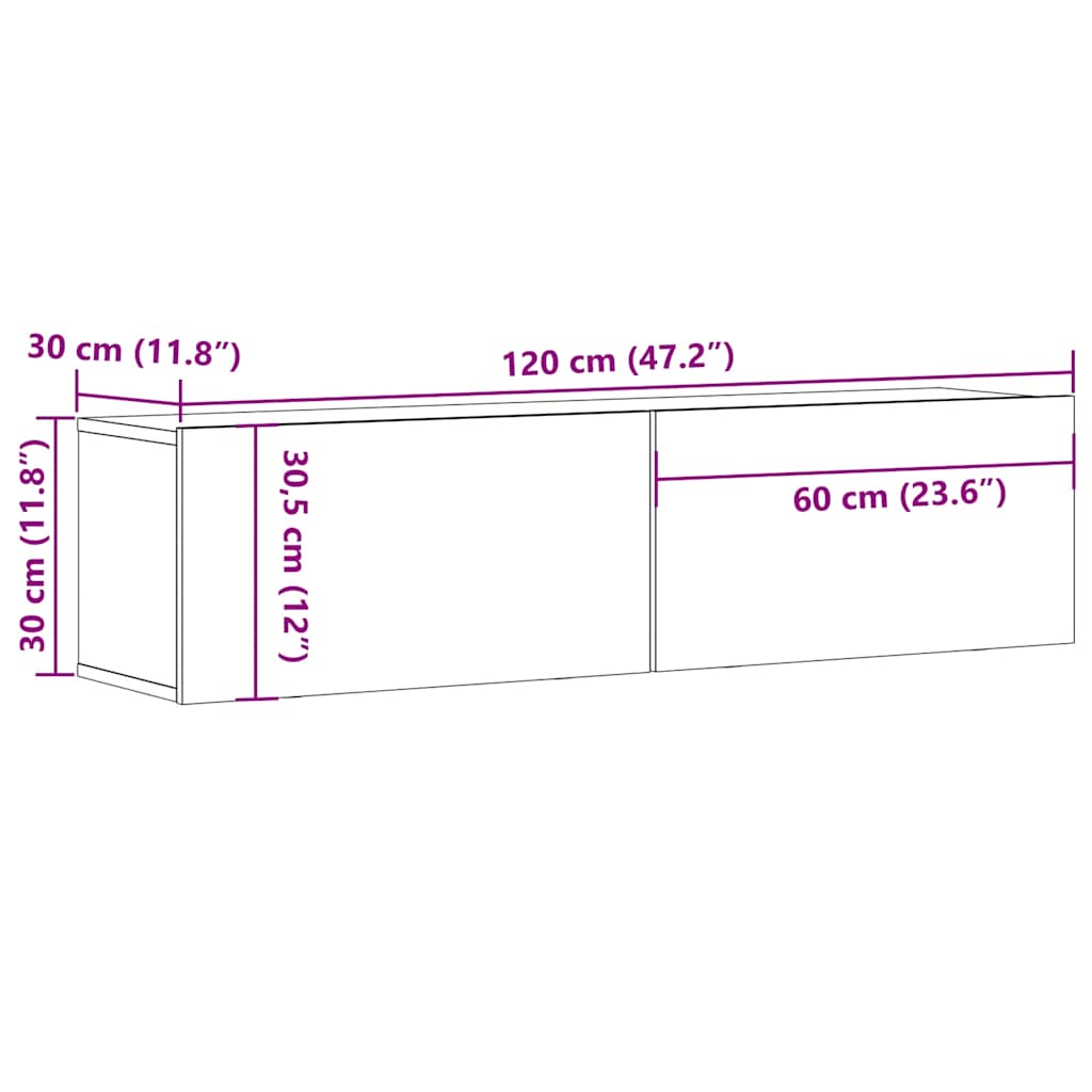 Tv-meubel 120x30x30,5 cm spaanplaat zwart eikenkleurig