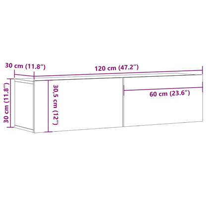 Tv-meubel 120x30x30,5 cm spaanplaat zwart eikenkleurig
