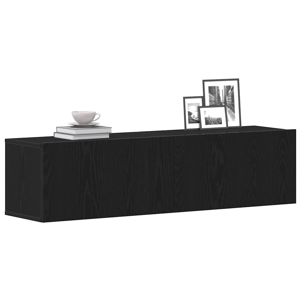 Tv-meubel 120x30x30,5 cm spaanplaat zwart eikenkleurig