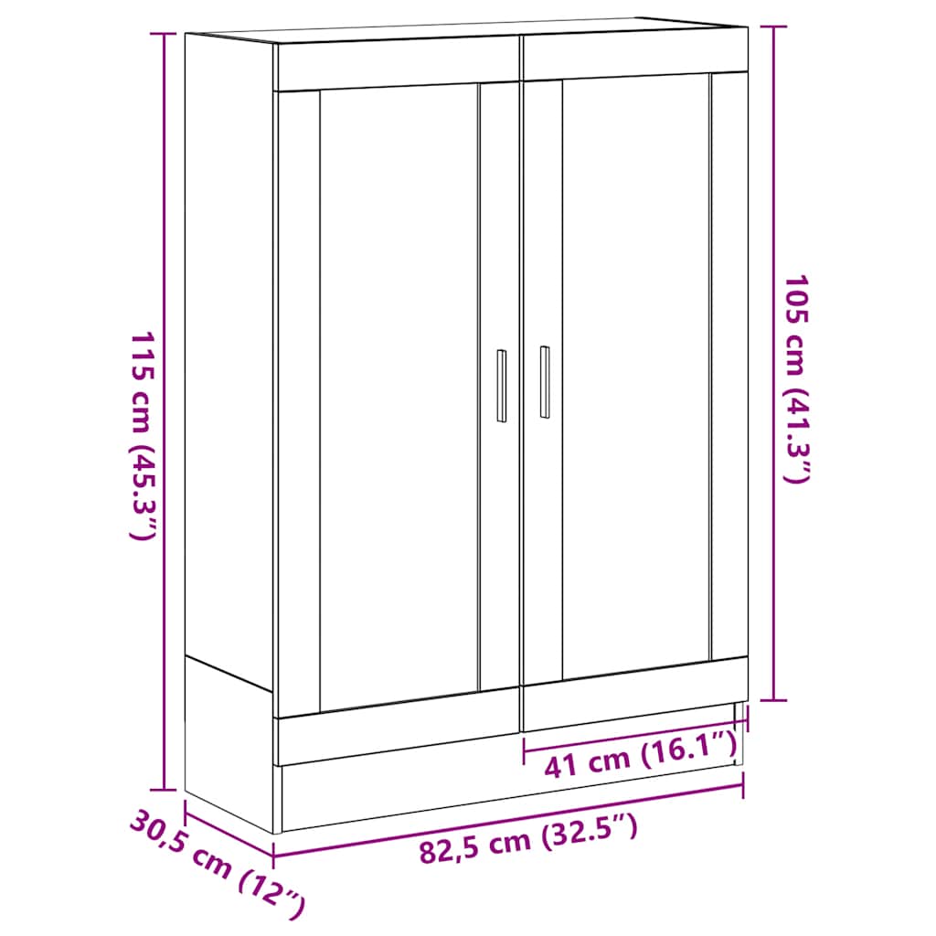 Boekenkast 82,5x30,5x115 cm spaanplaat zwart eikenkleurig