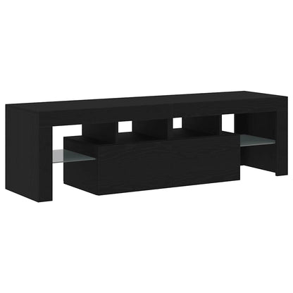 Tv-meubel met LED 140x36,5x40 cm bewerkt hout zwart eiken