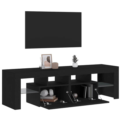 Tv-meubel met LED 140x36,5x40 cm bewerkt hout zwart eiken