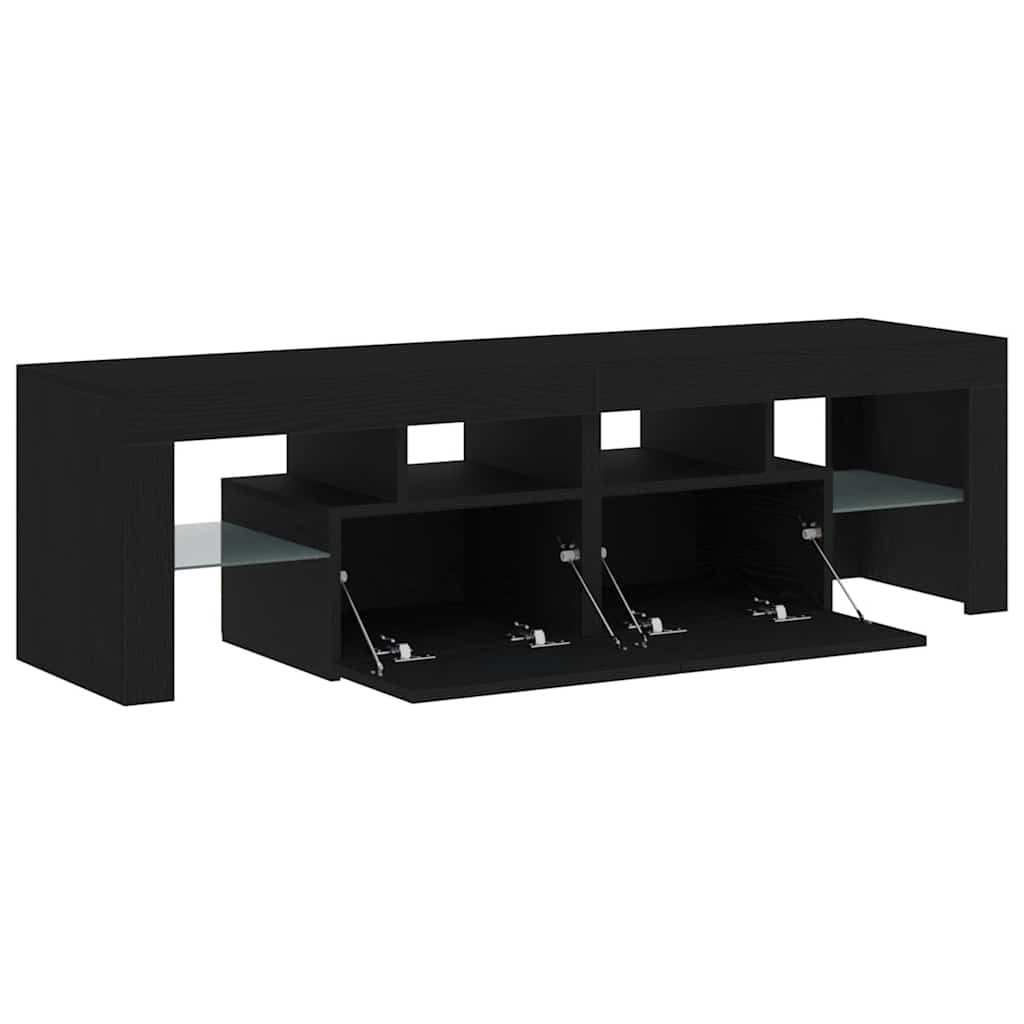 Tv-meubel met LED 140x36,5x40 cm bewerkt hout zwart eiken