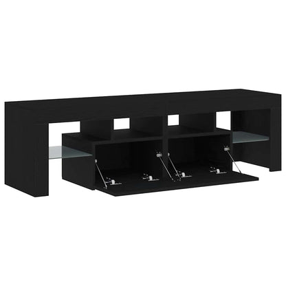 Tv-meubel met LED 140x36,5x40 cm bewerkt hout zwart eiken