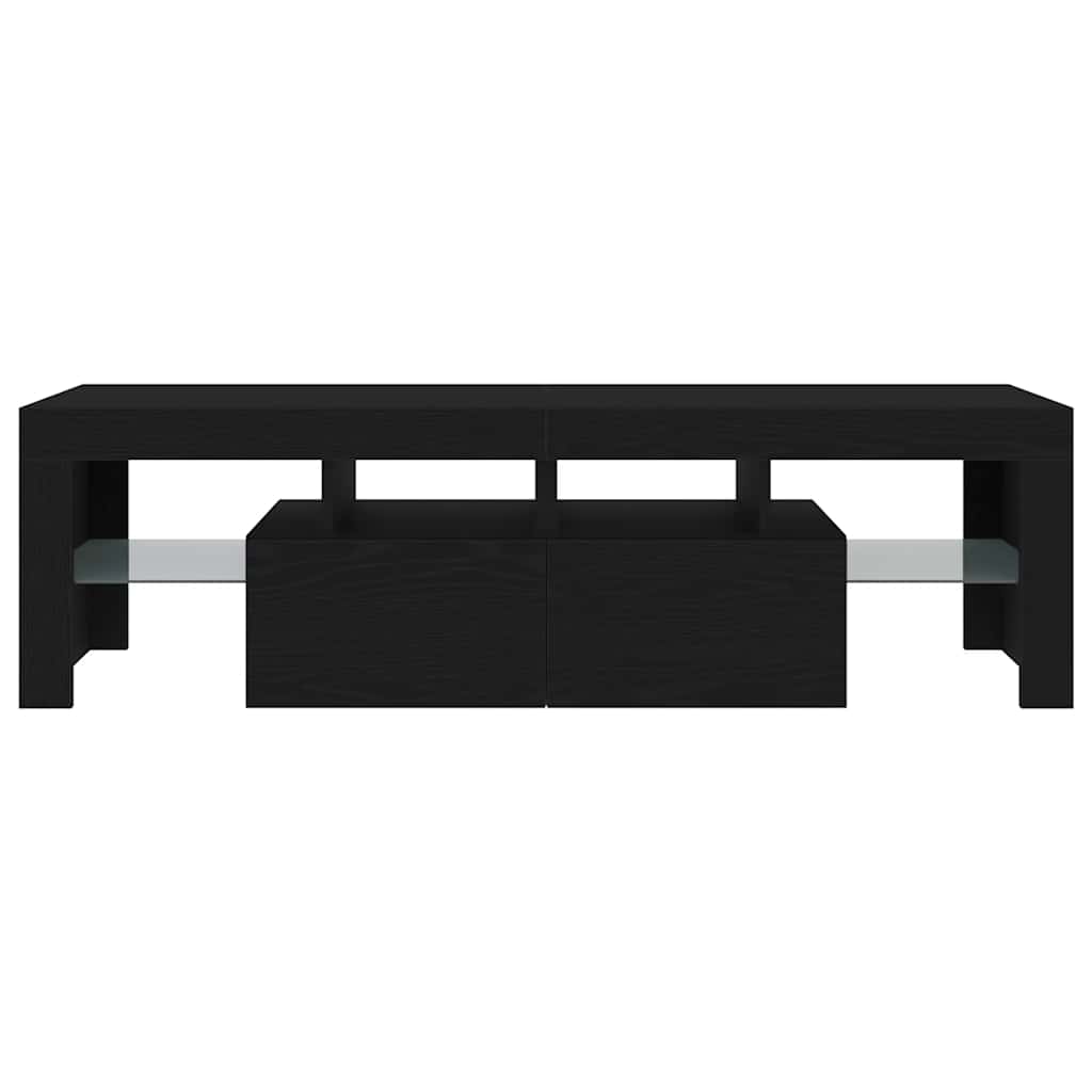 Tv-meubel met LED 140x36,5x40 cm bewerkt hout zwart eiken