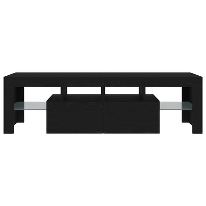 Tv-meubel met LED 140x36,5x40 cm bewerkt hout zwart eiken