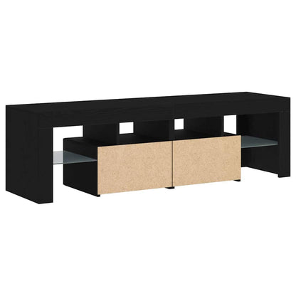 Tv-meubel met LED 140x36,5x40 cm bewerkt hout zwart eiken