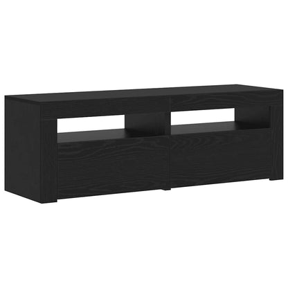 Tv-meubel met LED 120x35x40 cm bewerkt hout zwart eiken