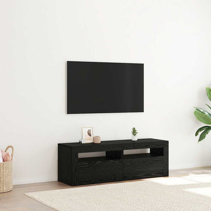 Tv-meubel met LED 120x35x40 cm bewerkt hout zwart eiken