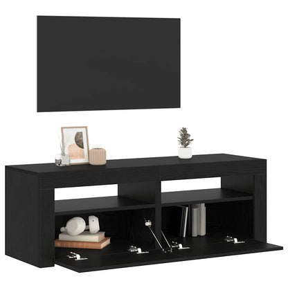 Tv-meubel met LED 120x35x40 cm bewerkt hout zwart eiken