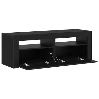 Tv-meubel met LED 120x35x40 cm bewerkt hout zwart eiken