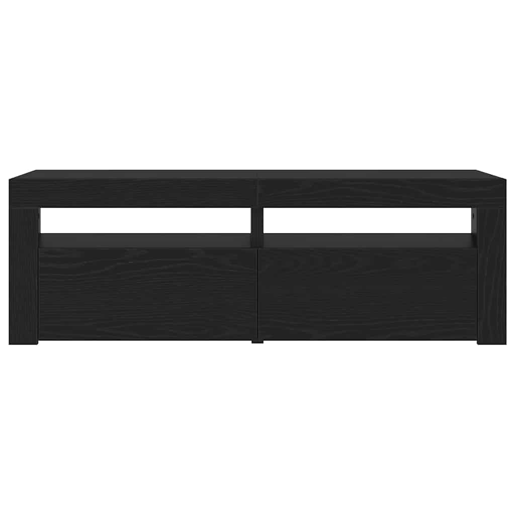 Tv-meubel met LED 120x35x40 cm bewerkt hout zwart eiken