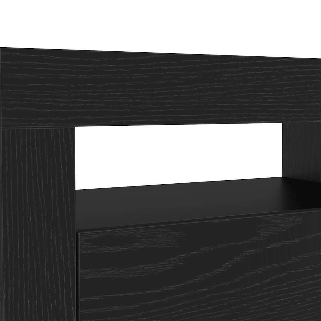 Tv-meubel met LED 120x35x40 cm bewerkt hout zwart eiken