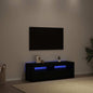 Tv-meubel met LED 120x35x40 cm bewerkt hout zwart eiken