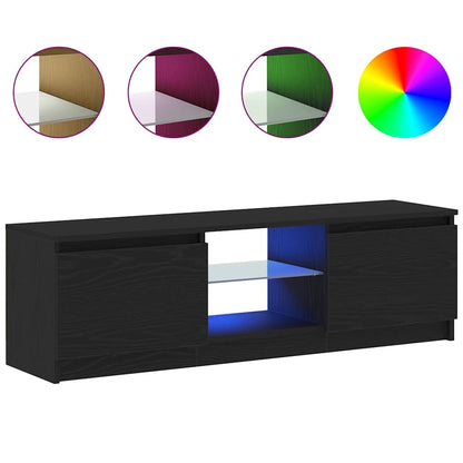 Tv-meubel met LED 120x30x36 cm bewerkt hout zwart eiken