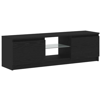 Tv-meubel met LED 120x30x36 cm bewerkt hout zwart eiken