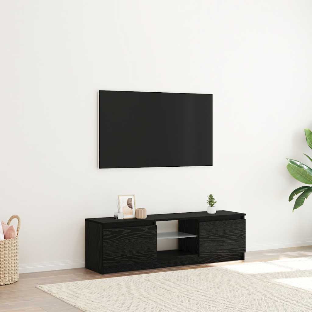 Tv-meubel met LED 120x30x36 cm bewerkt hout zwart eiken