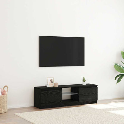 Tv-meubel met LED 120x30x36 cm bewerkt hout zwart eiken