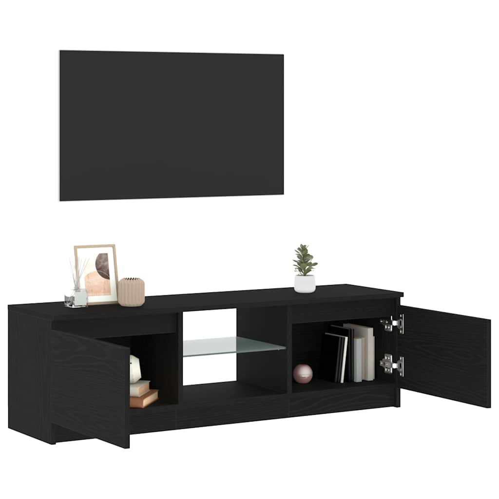 Tv-meubel met LED 120x30x36 cm bewerkt hout zwart eiken