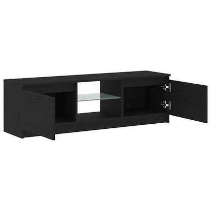 Tv-meubel met LED 120x30x36 cm bewerkt hout zwart eiken