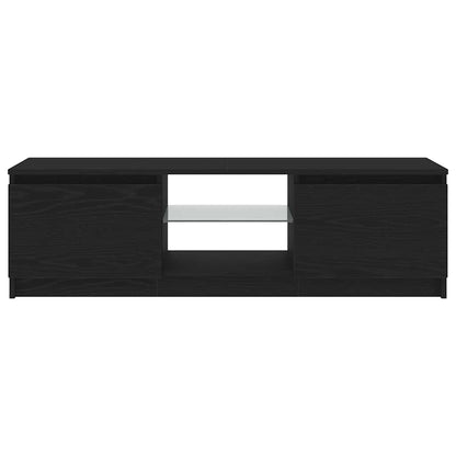 Tv-meubel met LED 120x30x36 cm bewerkt hout zwart eiken