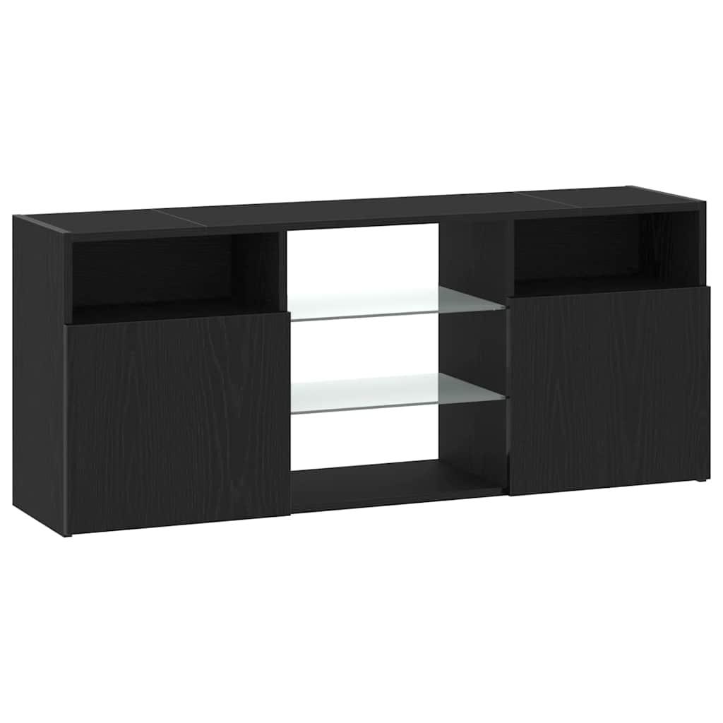 Tv-meubel met LED 120x30x50 cm bewerkt hout zwart eiken