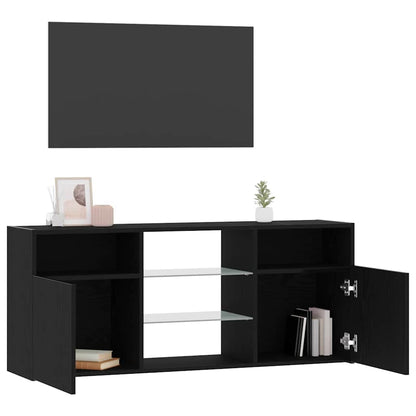 Tv-meubel met LED 120x30x50 cm bewerkt hout zwart eiken