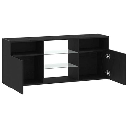 Tv-meubel met LED 120x30x50 cm bewerkt hout zwart eiken