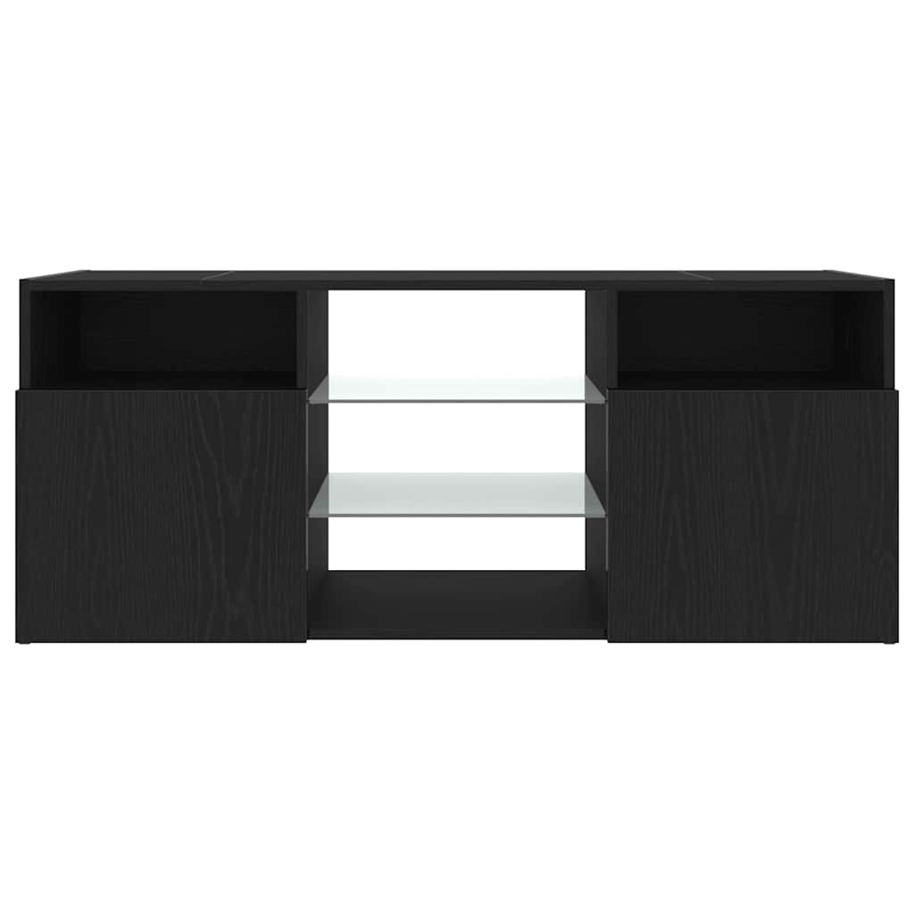 Tv-meubel met LED 120x30x50 cm bewerkt hout zwart eiken