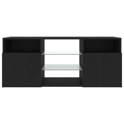 Tv-meubel met LED 120x30x50 cm bewerkt hout zwart eiken