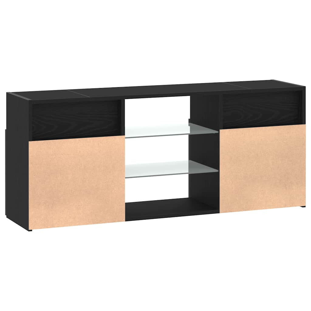 Tv-meubel met LED 120x30x50 cm bewerkt hout zwart eiken