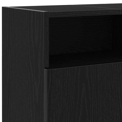 Tv-meubel met LED 120x30x50 cm bewerkt hout zwart eiken