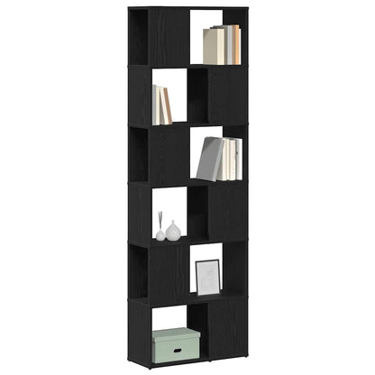 Boekenkast/kamerscherm 60x24x186 cm zwart eikenkleurig