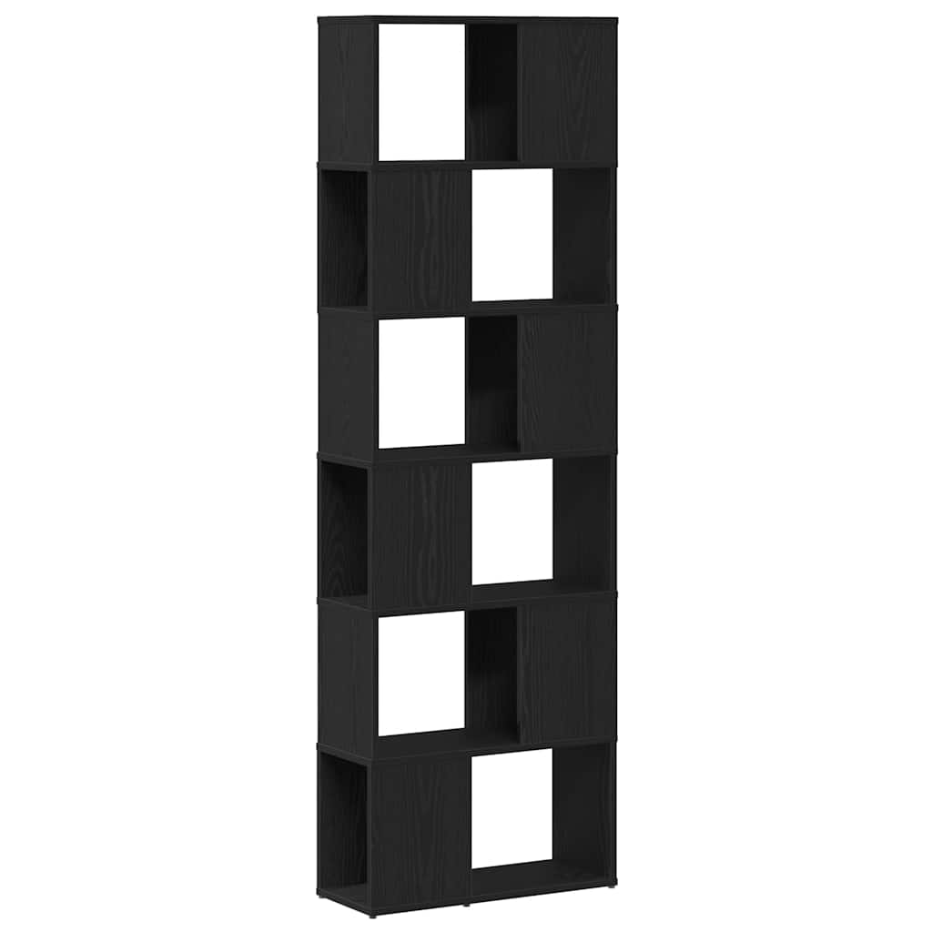 Boekenkast/kamerscherm 60x24x186 cm zwart eikenkleurig