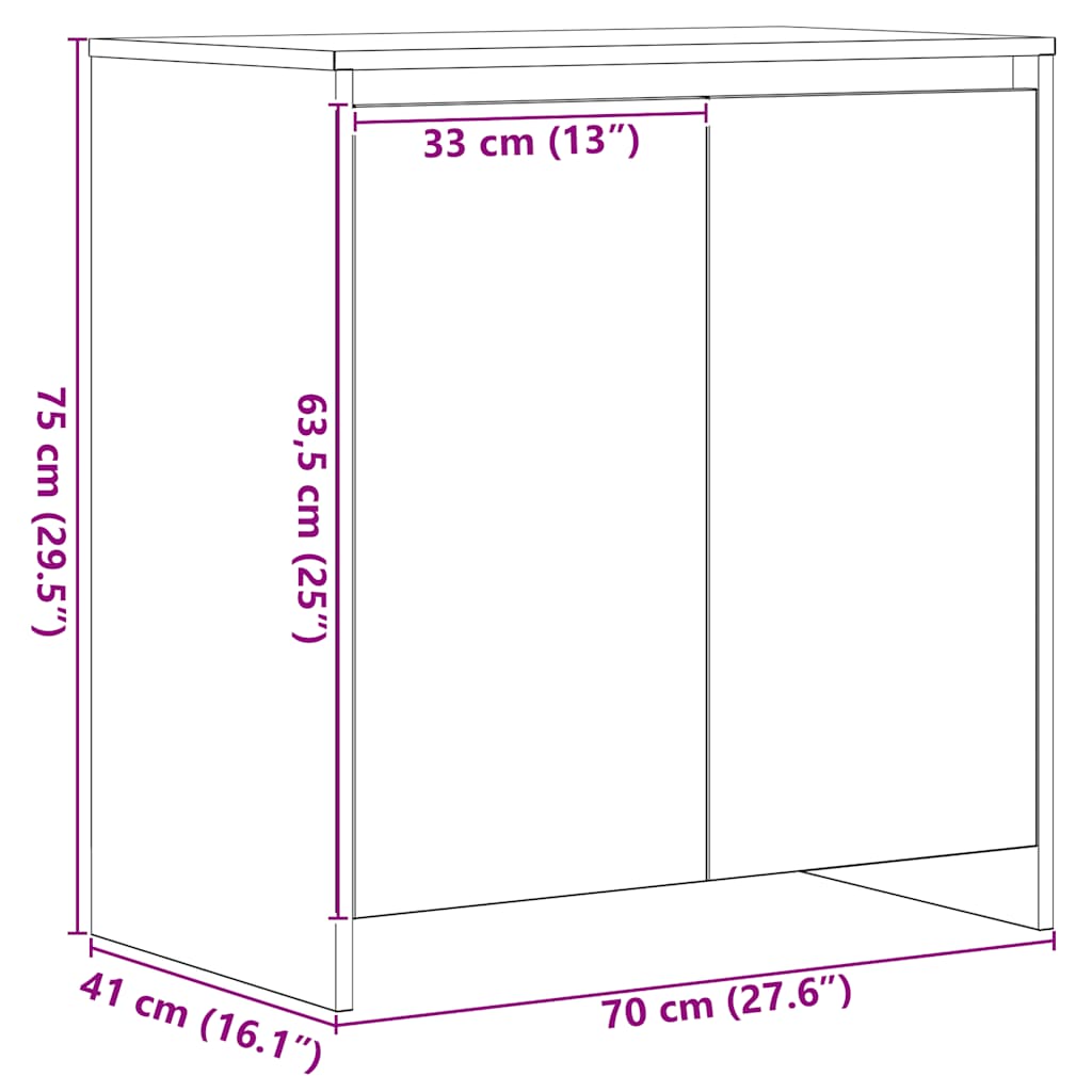 Dressoir 70x41x75 cm bewerkt hout zwart eikenkleur