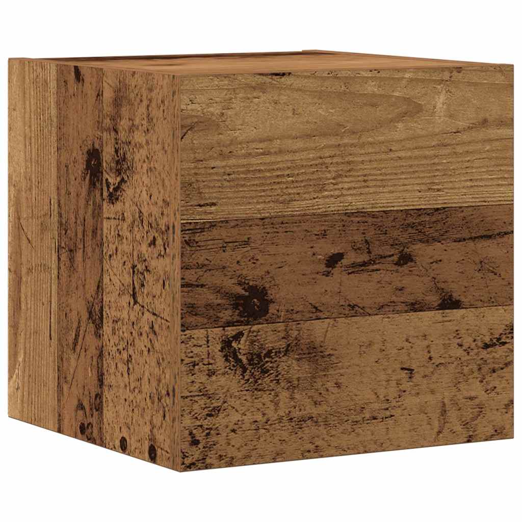 Tv-wandkasten 3 st bewerkt hout oud houtkleurig
